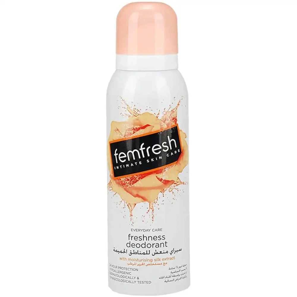مزيل العرق Femfresh للحفاظ على الانتعاش اليومي للمناطق الحساسة.